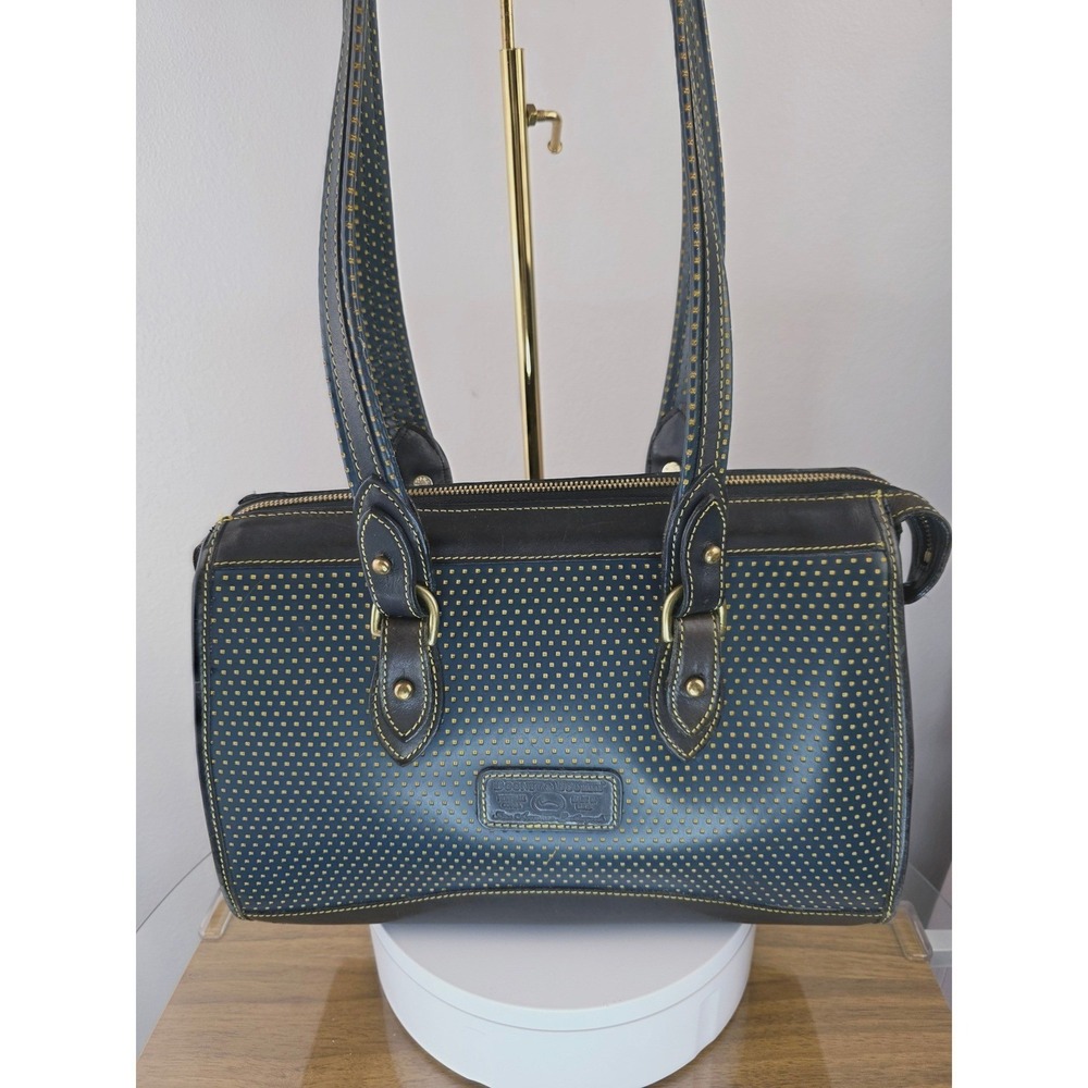 Dooney & Bourke Cabrio Navy Blue Perforated Leather Shoulder Bag Vintage USA
